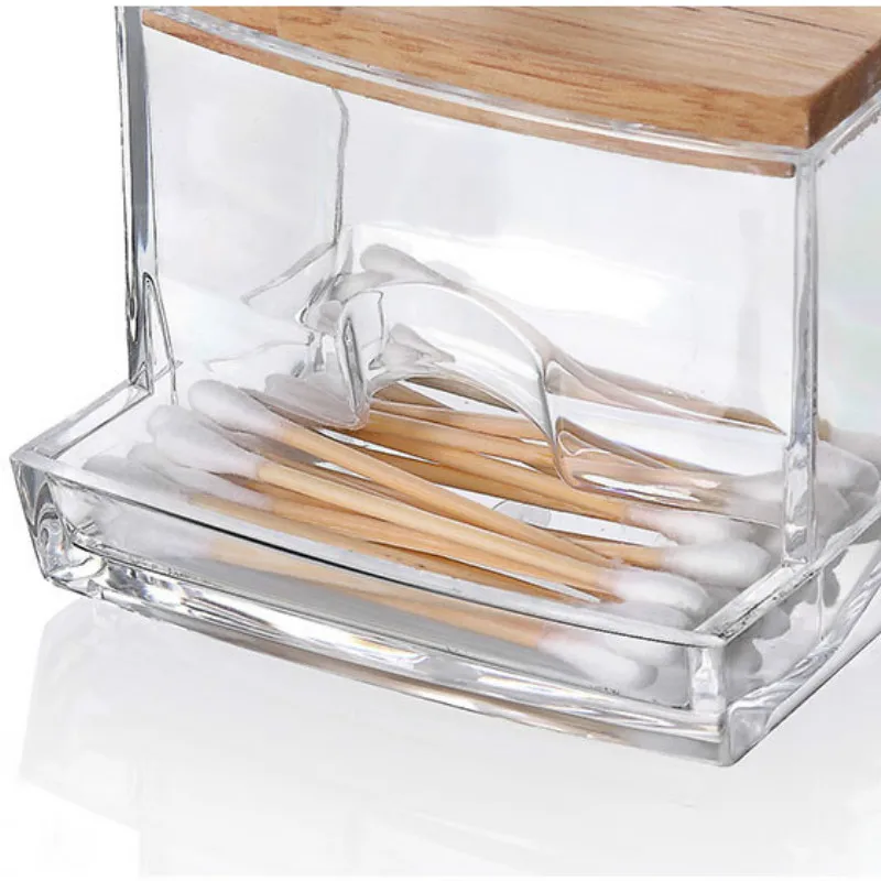 Акриловый круглый Qtip контейнер горшки для специй миска косметический макияж