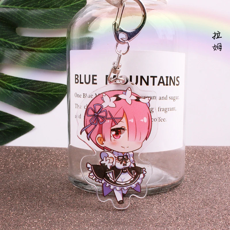 Брелок для ключей с аниме Re: жизнь в другом мире от нуля подвески Emilia Rem Ram