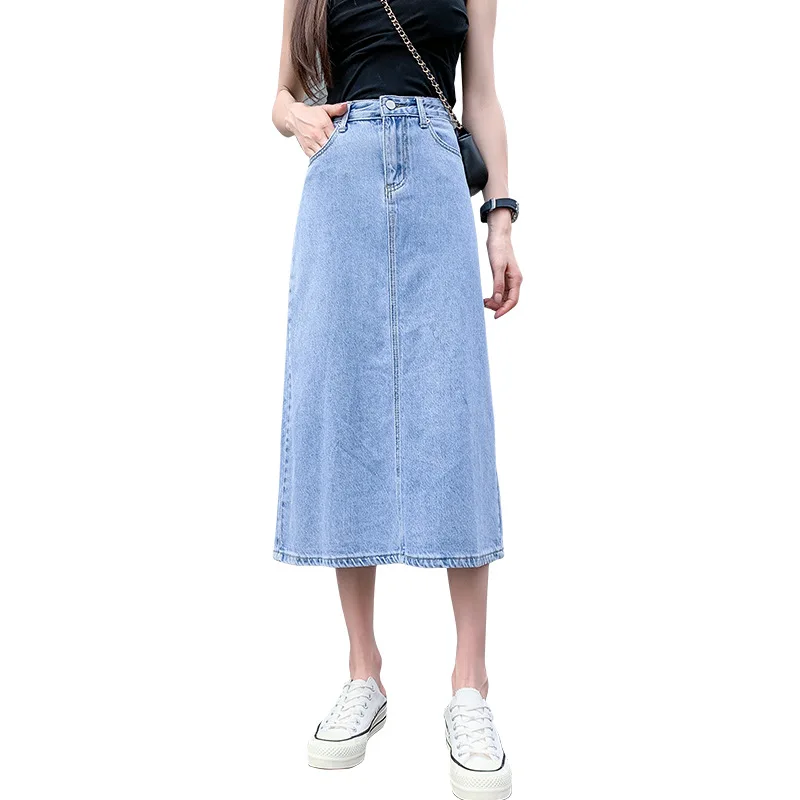 

A-Line MIDI Skirt With Slit Back, High Waist, Loose-Fitting And Slimming