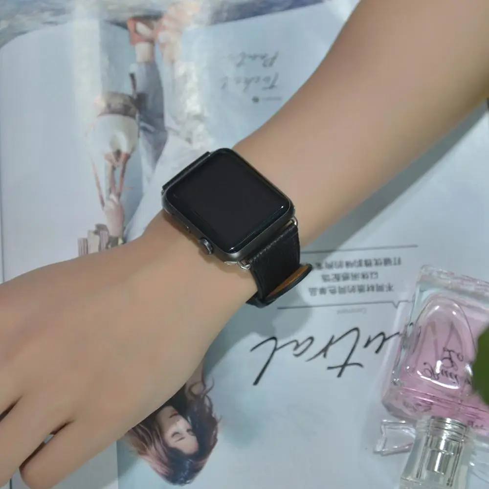 Ремешок из натуральной кожи для Apple Watch 38 мм 40 42 44 спортивный браслет iwtach series 5 4 3 2