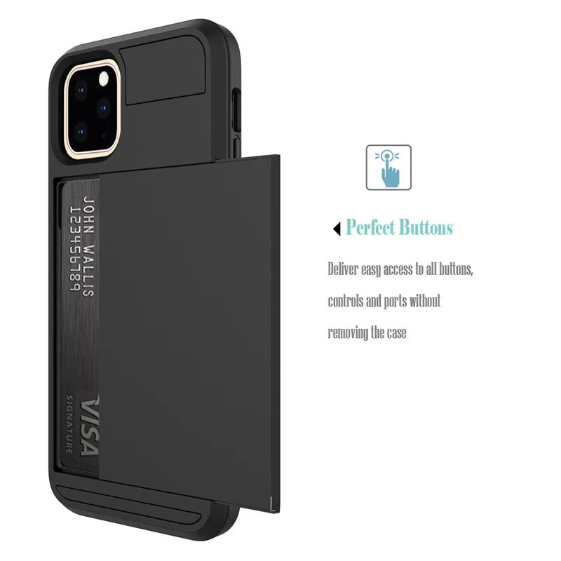 Противоударный чехол для iphone 11 Pro Max Hybrid Slide Armor Cover для iphone 6 6s 7 8 plus X XS XR Слоты Кошелек держатель для карт Coque