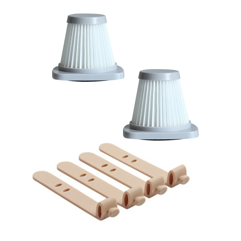 

4Pcs Silicone Power Line Data Cable Tie Khaki & 2Pcs Replacement Hepa Filter For Midea Sc861 Sc861a Vacuum Cleaner Parts