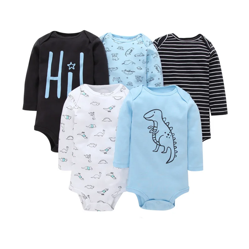 

2022 Dinosaurs Baby Clothes 3-12M Kids bodysuit for Baby Boys Cotton 5pcs Pajamas Spring Christmas Autumn Long Sleeve for boys