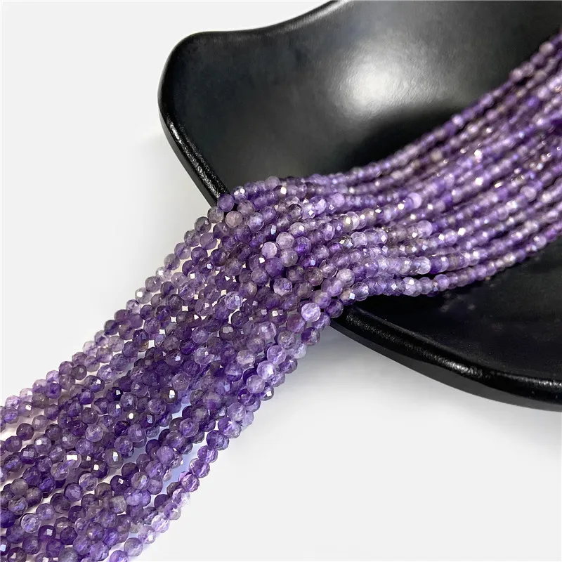 

1 Strand 2mm 3mm Small Crystal Round Beads Seed Amethysts Beads Spacer Quartz Bead Little Beads For Jewelry Making Diy wholesale