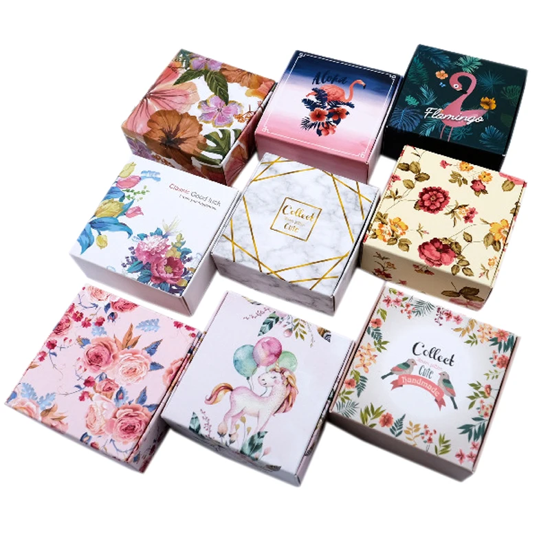 10 шт мыло в упаковке подарочные коробки белый картон цветной узор коробка