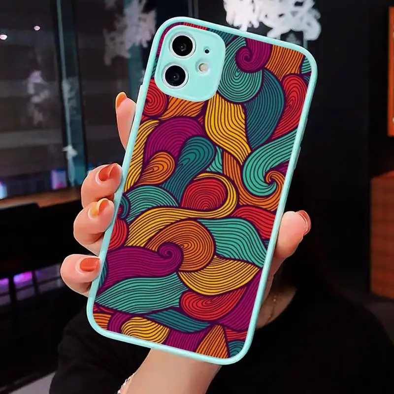 

african style fabric print printing wallpaper Phone Case For iPhone 12 11 Mini Pro XR XS Max 7 8 Plus X Matte transparent