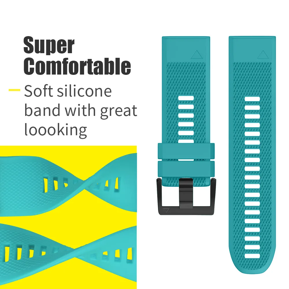 26 22mm Silicone Watchband strap for Garmin Fenix 5X 5 5S Plus Easy Fit Quick Release wirst for Garmin Fenix 7X 7 7s 6X 6 Pro 6s