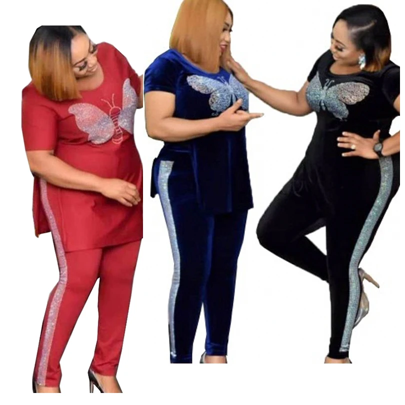 Бархатный комплект из 2 предметов Женская африканская одежда осень зима 2021