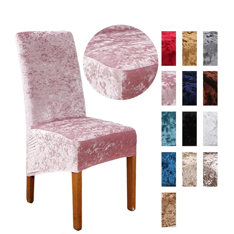 

High Back Dining Chair Covers Stretch Velvet Chair Slipcover Wedding Banquet Elastic Seat Case Chair Protector For Kitchen Home