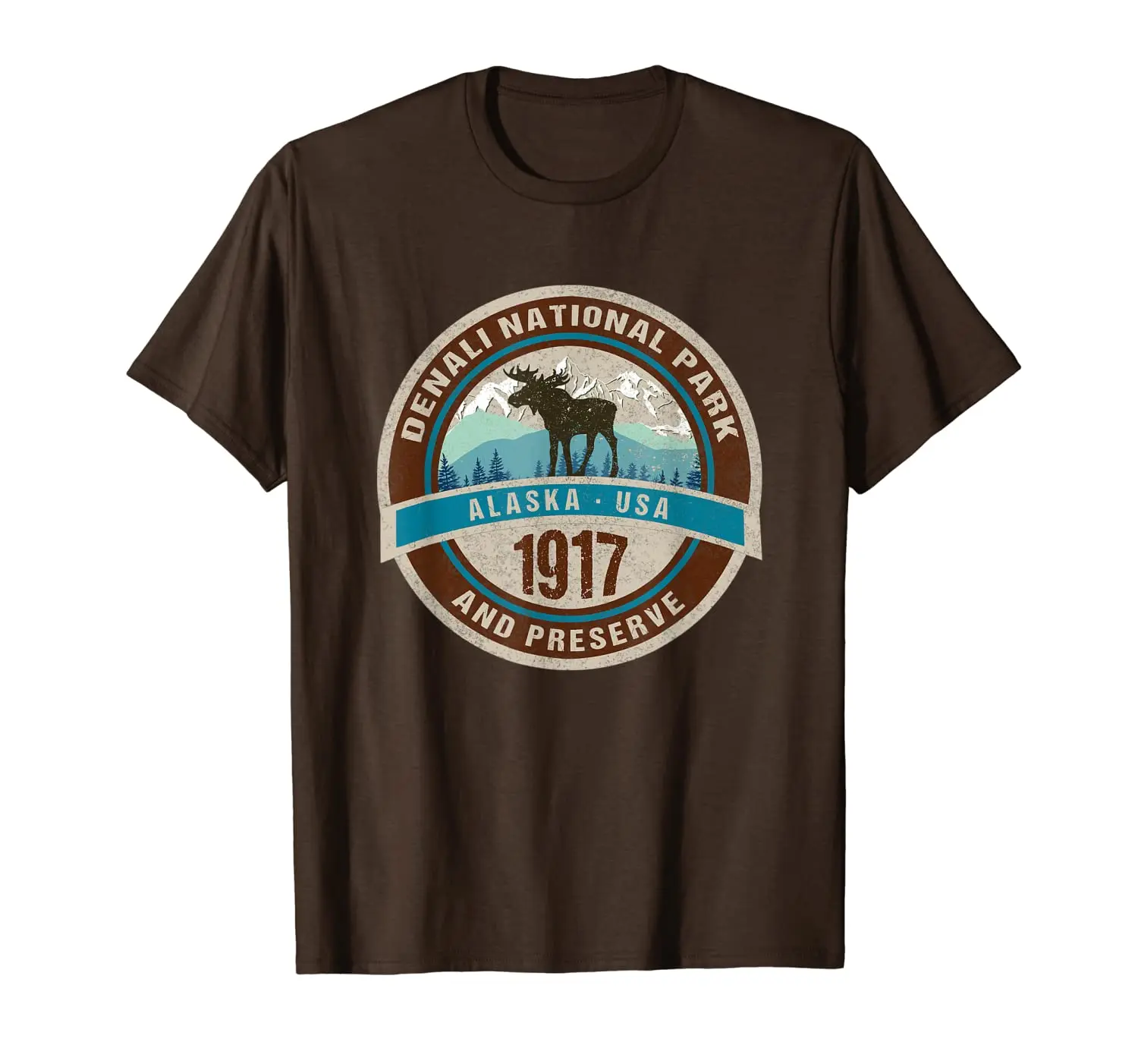 

Denali National Park Alaska Moose Distressed Souvenir T-Shirt