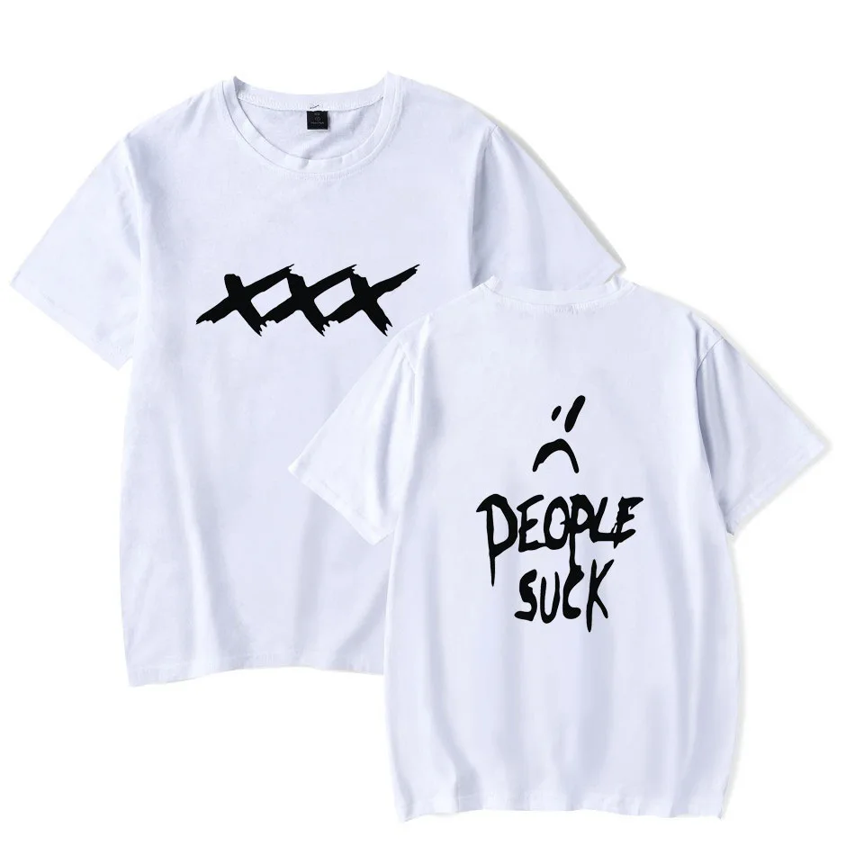 Футболка унисекс Merch xxxtentacion хлопковая с коротким рукавом белая розовая черная