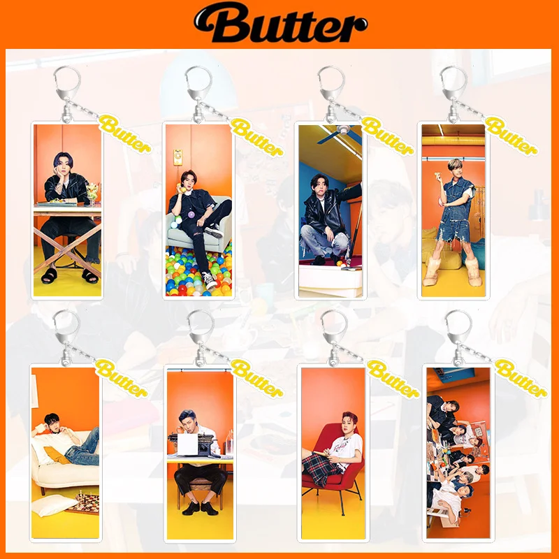 

KPOP Bangtan Boys Butter Album Acrylic Keychain Pendant Backpack Accessories Cosplay Gift JUNGKOOK JIMIN SUGA Fans Collection