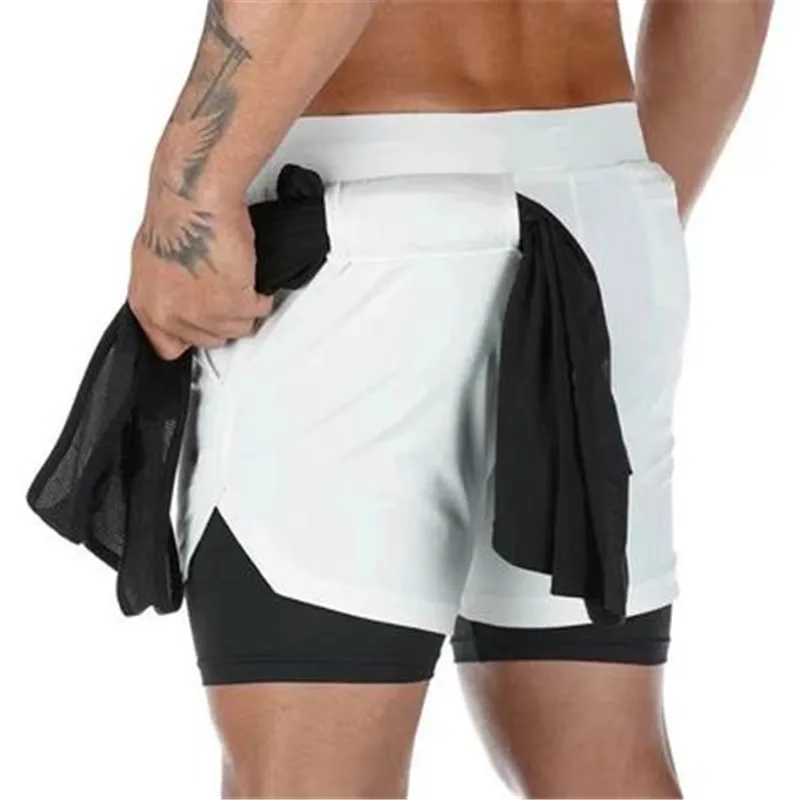

New running shorts summer men's gym fitness bodybuilding training quick-drying shorts men's jogging running sports 2-in-1 shorts