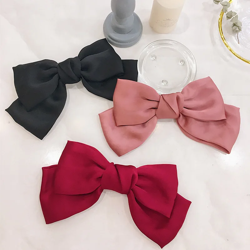 Модные однотонные заколки с большим бантом для девочек 2 уровня прекрасные волос