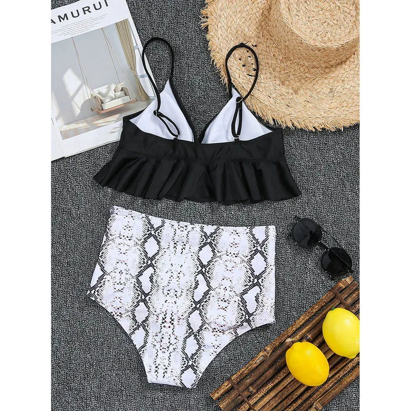 

Rivertrip Ruffled Bikinis High Waist Swimsuits Women Push Up Swimwear for Women Sexy Bathing Suits Summer New 2021 Beachwear