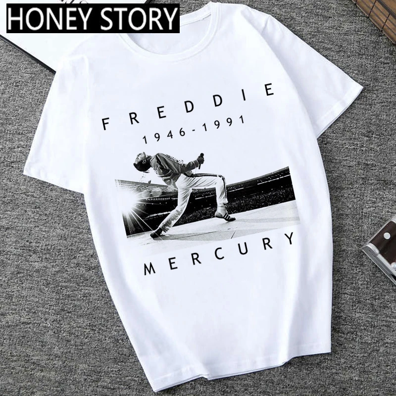 Женская футболка в стиле хип хоп Harajuku Freddie Mercury The Queen Band крутая уличная одежда с