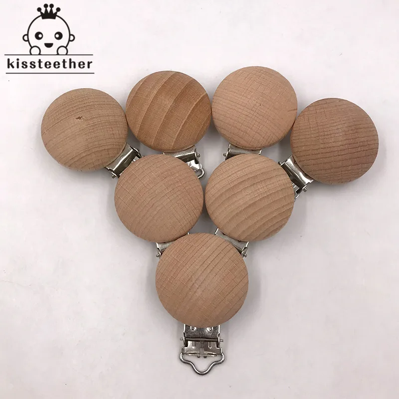 20pcs Wooden Pacifier Clip Nursing Accessories Beech Pacifier Clips Chewable Teething Diy Dummy Clip Chains Baby Teether