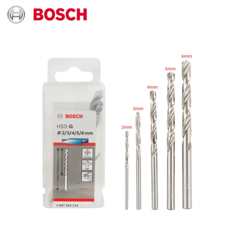 

Набор спиральных сверл Bosch 2/3/4/5/6 мм, 5 шт.