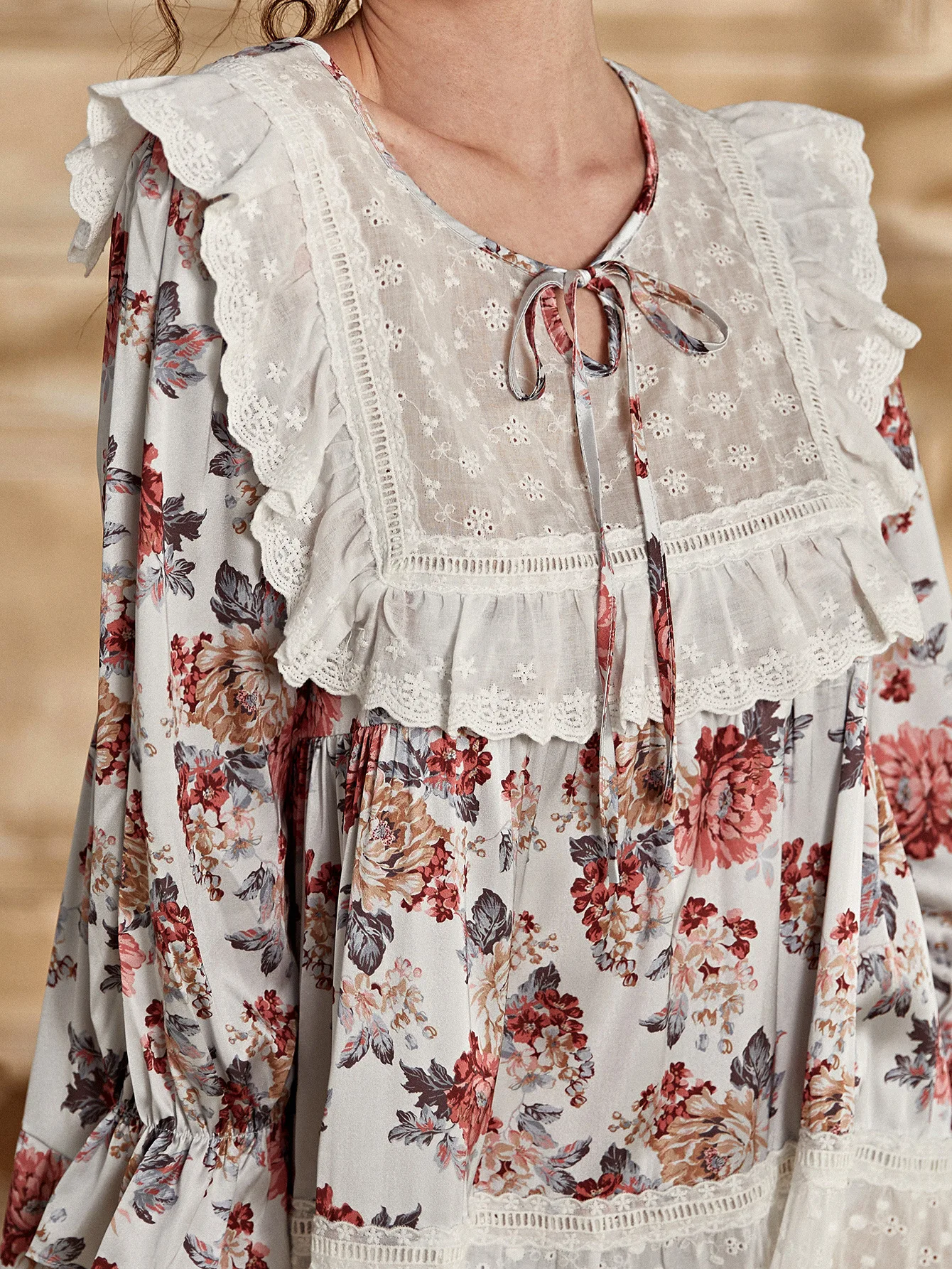 

Plus Size Loose Soft Women Nightgown 2021 Spring and Autumn Court Style Pajamas Round Neck Lace Stitching Nightdress New