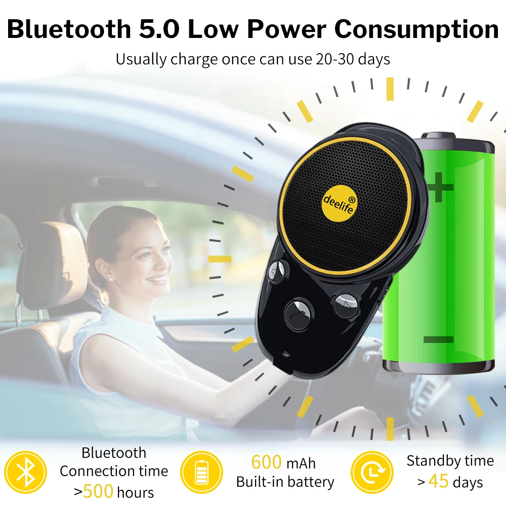 Deelife Громкая связь Bluetooth автомобильный комплект Солнцезащитный козырек динамик авто беспроводной динамик телефон Carkit для телефона руки бесплатно