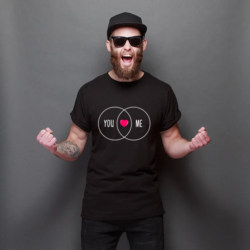 

New Arrival You And Me Unisex Men Tops Tees Leisure Plain Tee Shirts Cute Cheap Tops T Shirt For Unisex