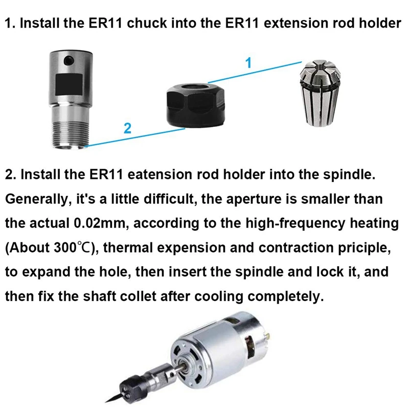 Er11 5 мм Мотор цанговый патрон вала шпиндель удлинитель стержень Внутренний +