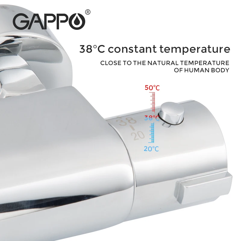 Термостатический смеситель для душа GAPPO регулирующий клапан нижний настенный