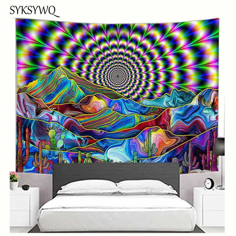 

cactus psychedelic tapestry giddiness estanterias pared decoracion bohemian tapestry mandala sun blanket
