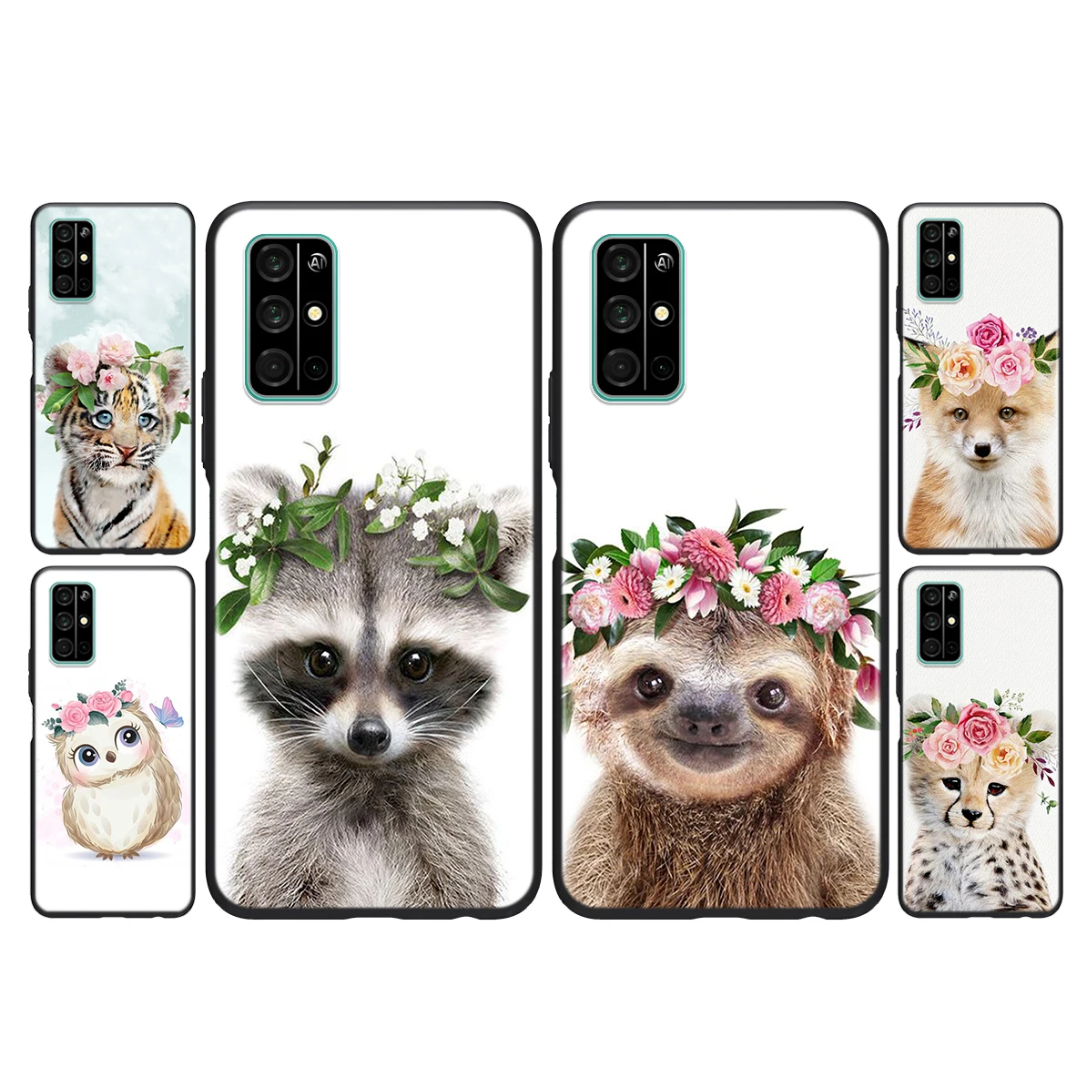 

Silicone Cover Raccoon Fox Animal Flower For Huawei Honor 30i 10X 30S 9A 9S 9X 30 9C 20 20S V20 10i 10 7C Pro Lite Phone Case