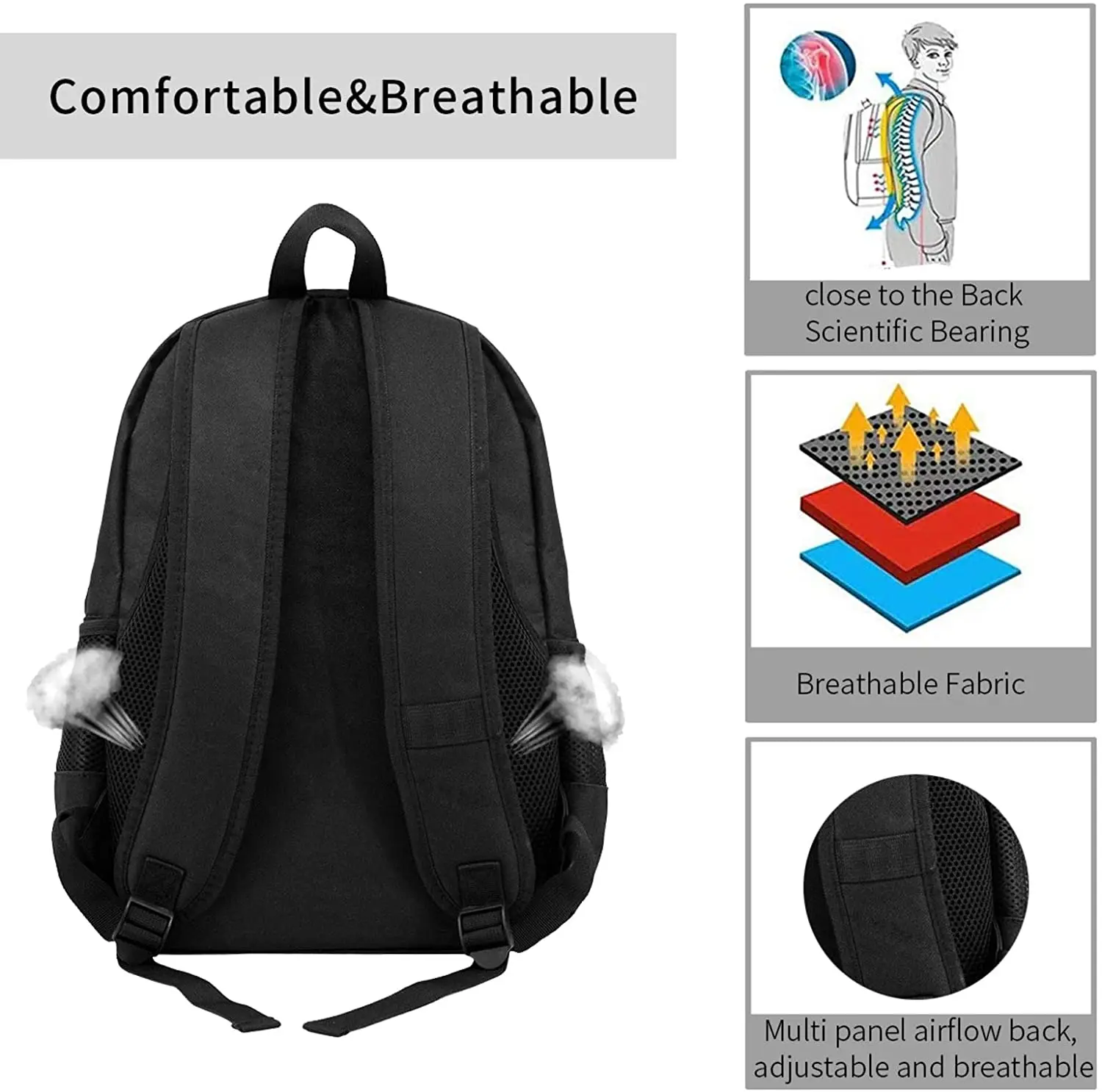 

Wolves Howling Moon School Bookbag Backpack Adjustable Shoulder Straps Laptop Daypack for School Office Library