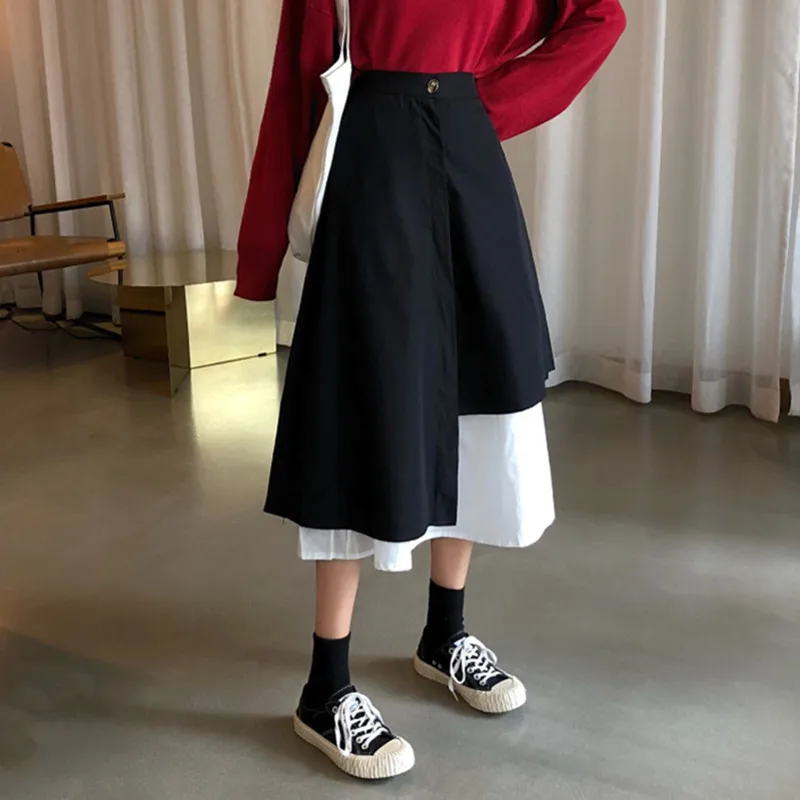 Женская длинная юбка в стиле ретро ассиметричная с прострочкой модель ранней