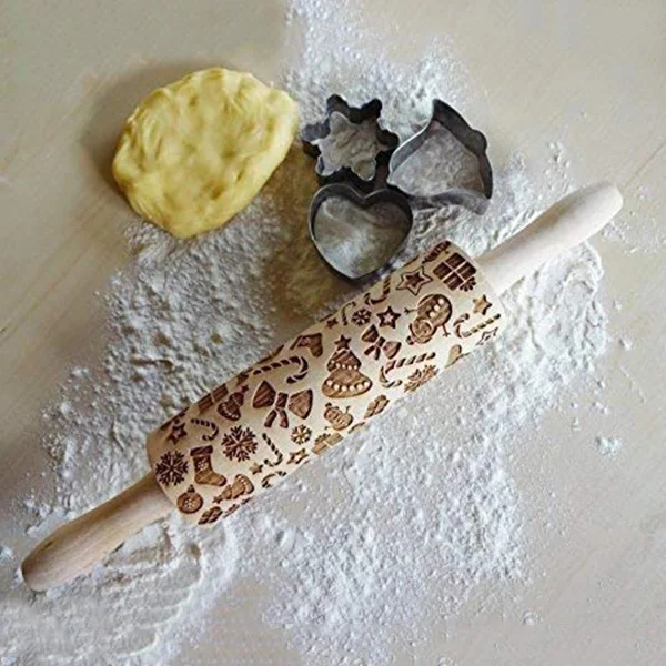 Рождественский подарок тиснение Скалка Для DIY кухни пряники сахарный тесто VE |