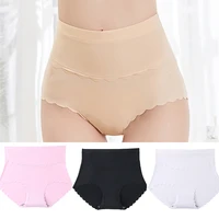 1 pieceice silk seamless womens high waist breathable large size briefs comfortable widened cotton crotch safety pants satin