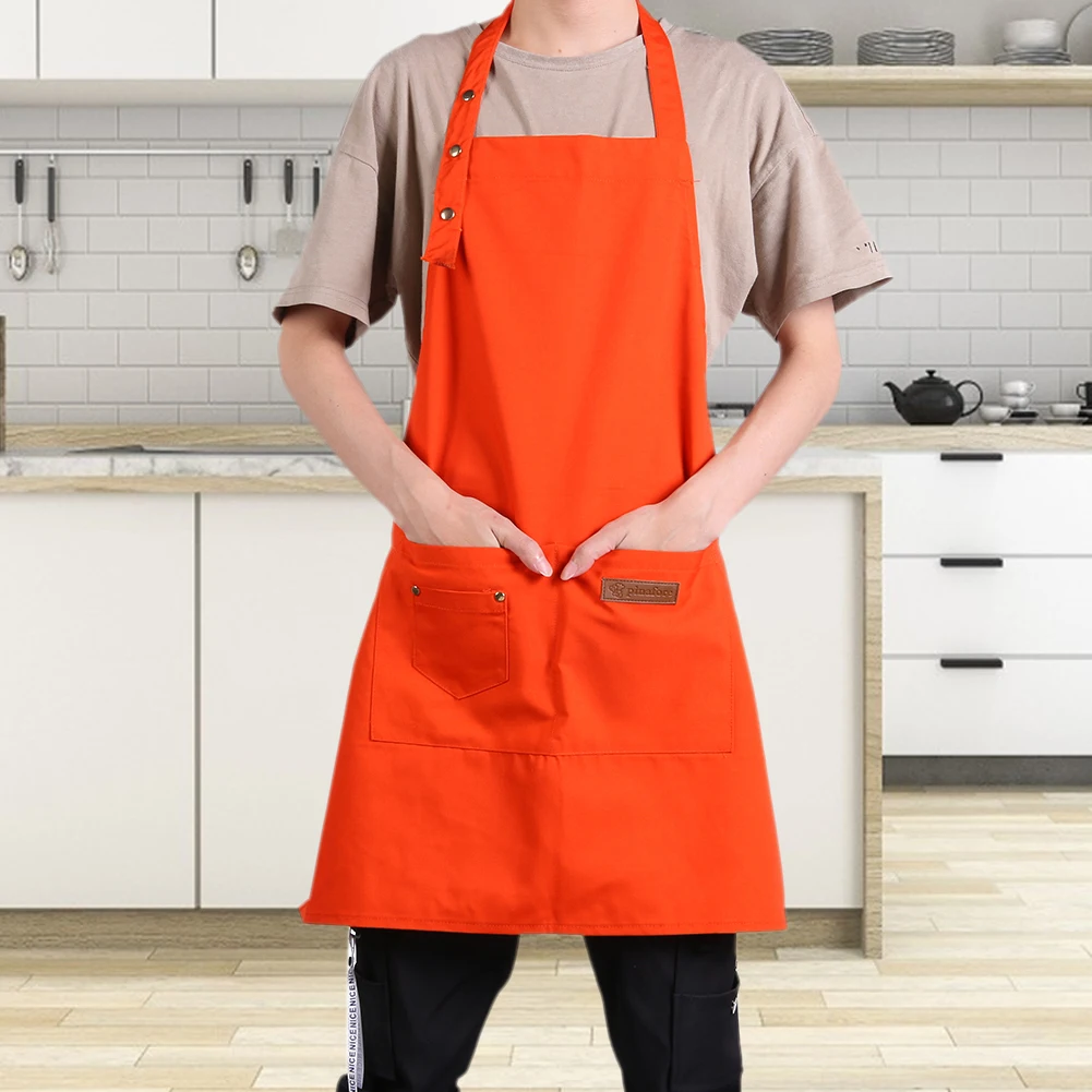 

Custom apron add text Black Unisex work kitchen waiter apron Cooking Baking Restaurant Aprons with pockets