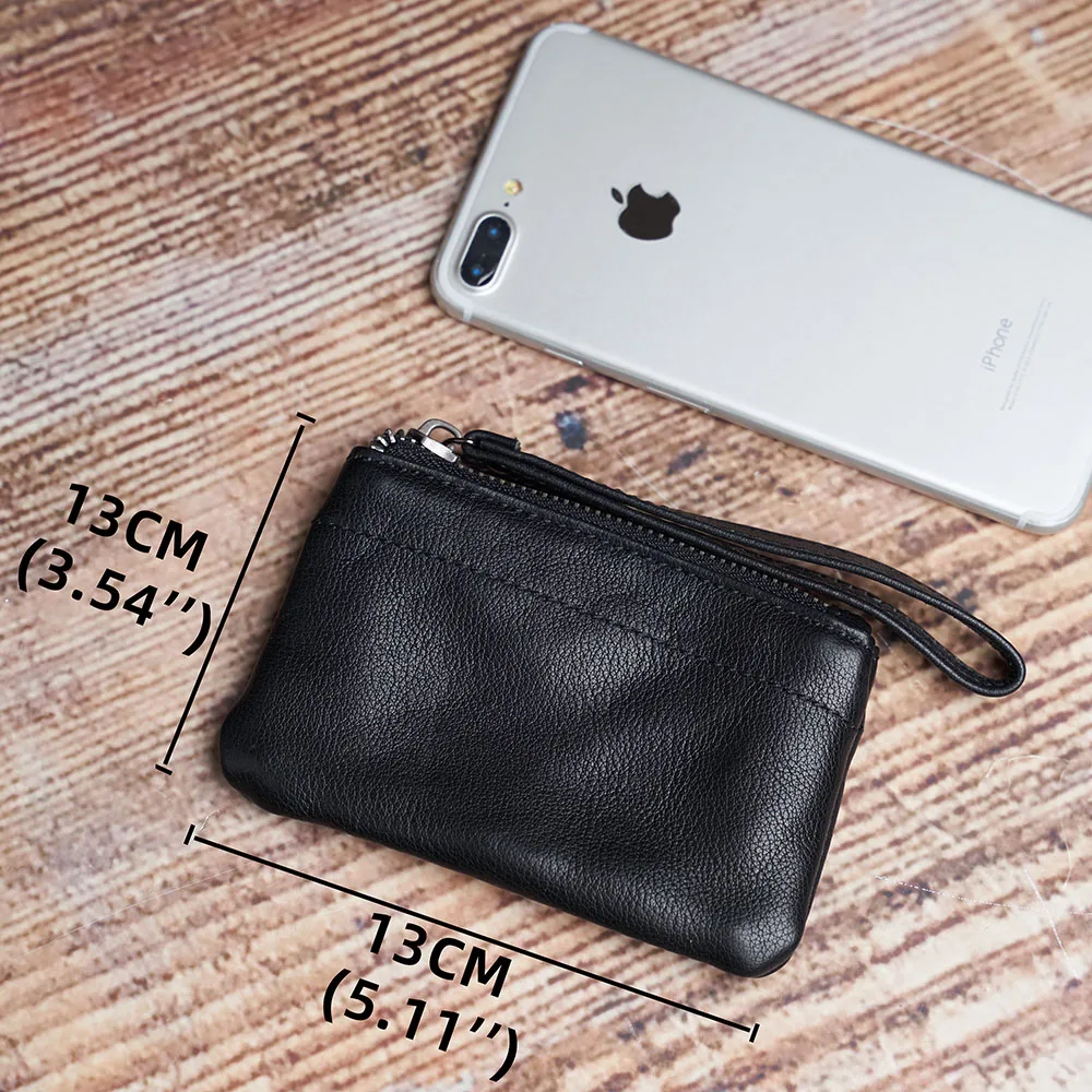 

NUPUGOO 2021 Small Coin Purse Genuine Leather Mini Card Wallet Men Women Casual Little Bag Zipper Pocket Key Holder Money Bags