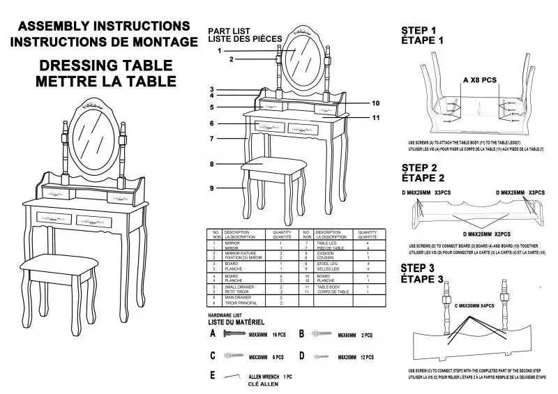 Европейские комоды для спальни с зеркалом 4 ящика 1 стул в стиле барокко женские
