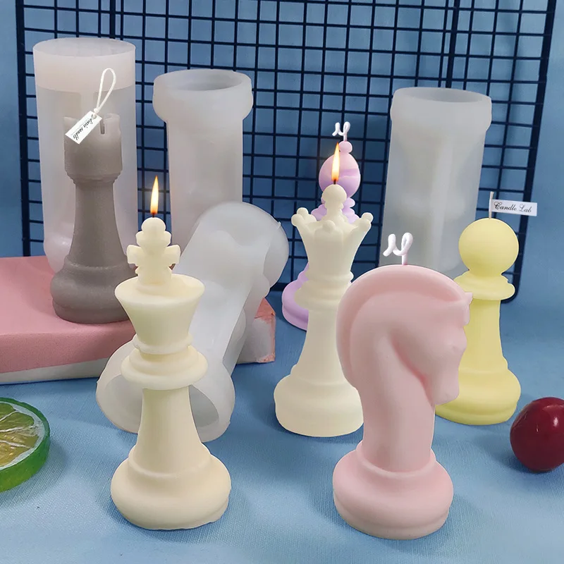 

3D Large International Chess Piece Silicone Candle Mold DIY Handmade Resin Casting UV Epoxy Molds Crafts For Chess Molde Making