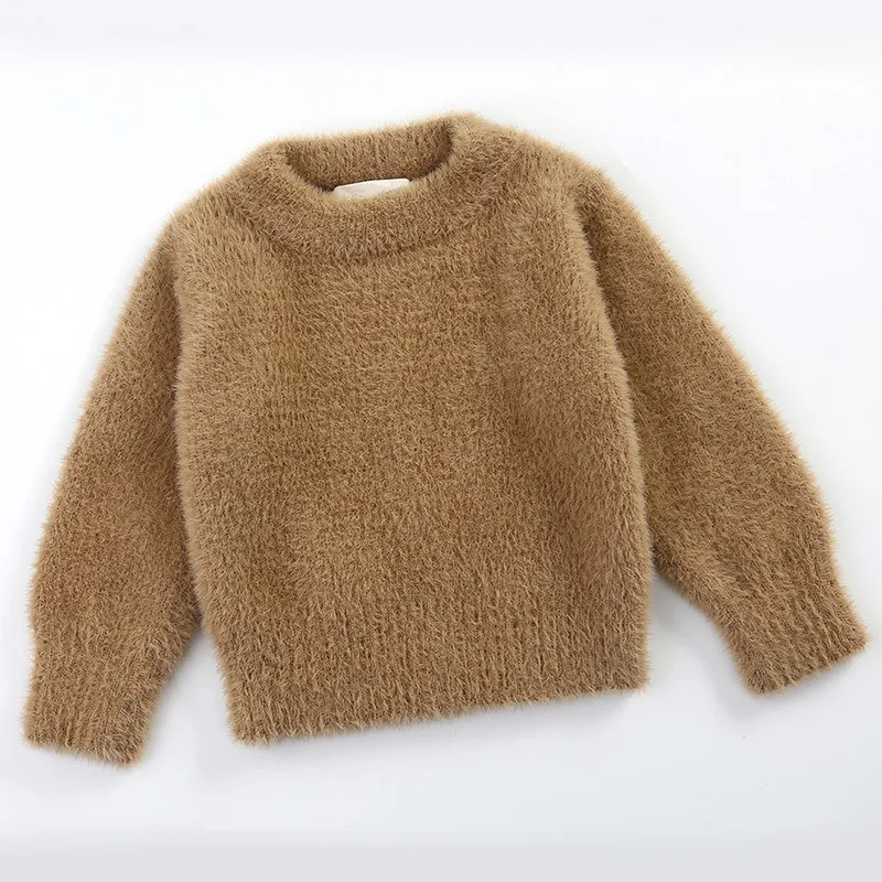 SY4054F Baby Girl Winter Clothes Imitation Mink Jacket Baby Warm Coat Christmas Sweater Sweaters For Girls 1-4 Years Old Kids Sweater - Цвет: SY4054F
