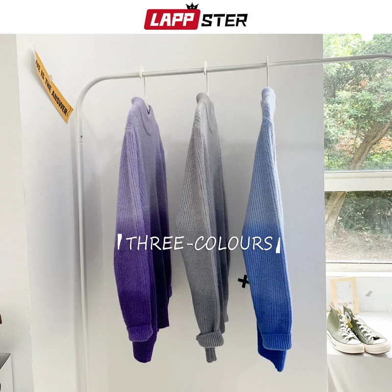 LAPPSTER Мужской Свитер оверсайз с галстуком-краской для 2020 зимний цветной свитер