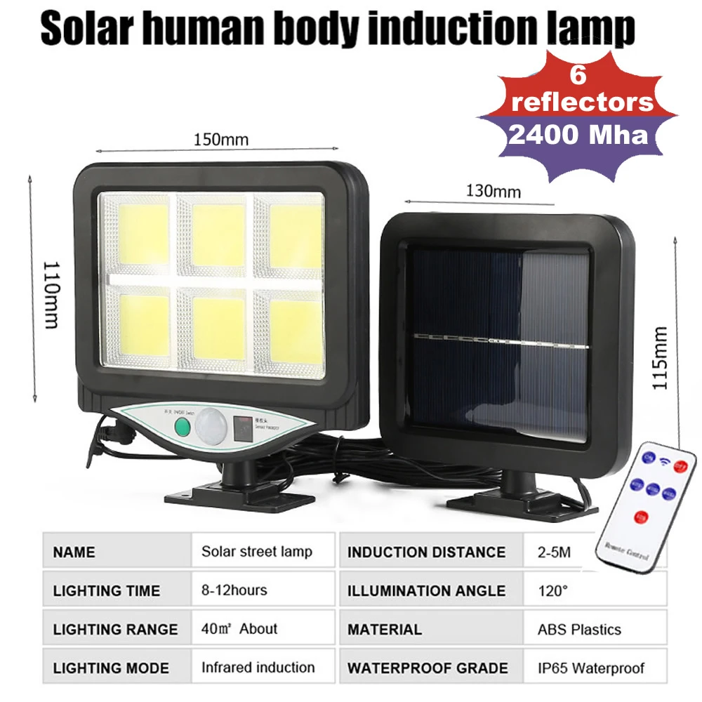 

Solar Wall Light 30-128 LED Floodlight Outdoor Spotlight Garden Lamp Remote Control Solar Panel Street Wall lamps waterproof new