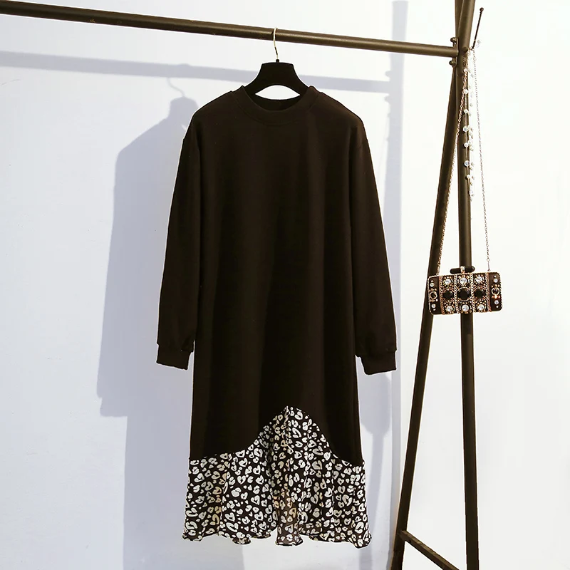 Женское платье свитшот с длинным рукавом и цветочным принтом|Женские платья| |