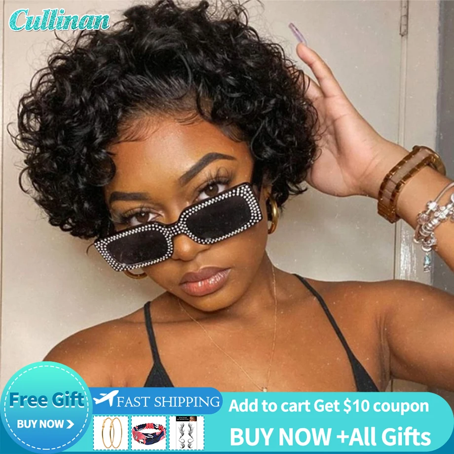 

Короткий парик Фаллоу, вьющиеся человеческие волосы, Швейцарский парик на шнуровке, Бразильский натуральный черный парик, предварительно в...