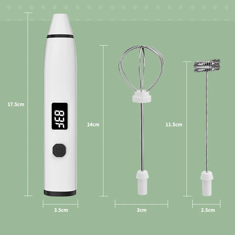 Milk Frother 3-Speed Electric Handheld Whisk Blender Digital Display Usb Rechargeable For Coffee Cappuccino Egg Latte | Бытовая техника