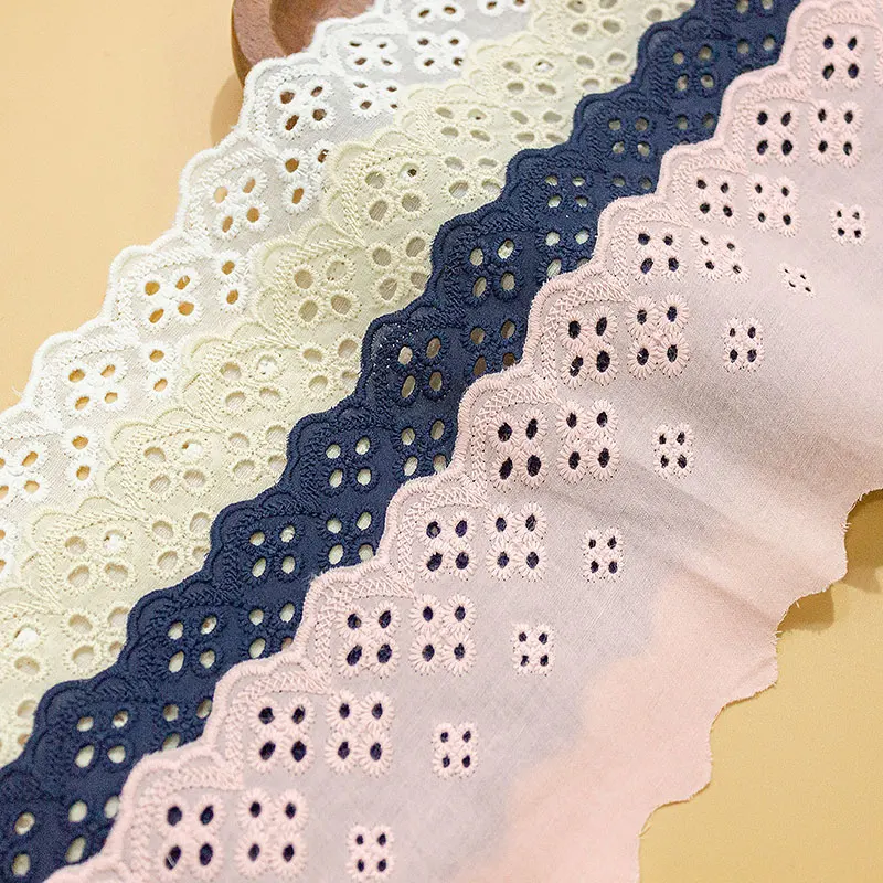 Кружевная ткань из 100% хлопка бежевая белая кружевная отделка для аксессуаров