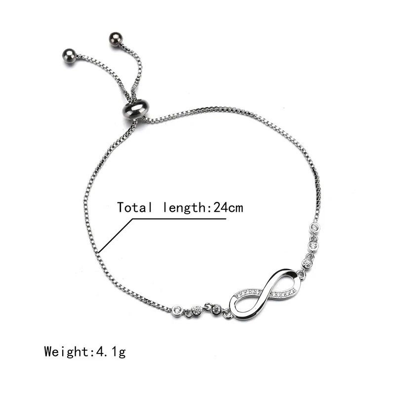

Stainless Steel Infinity Bracelets Crystal Simple Heartbeat Rose Friendship Adjustable Bracelets for Women Wedding Jewelry Gifts