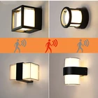 Заводская цена, алюминиевый светодиодный настенный светильник с датчиком движения, IP65, водонепроницаемый Уличный настенный светильник, садовый светильник AC90-260V