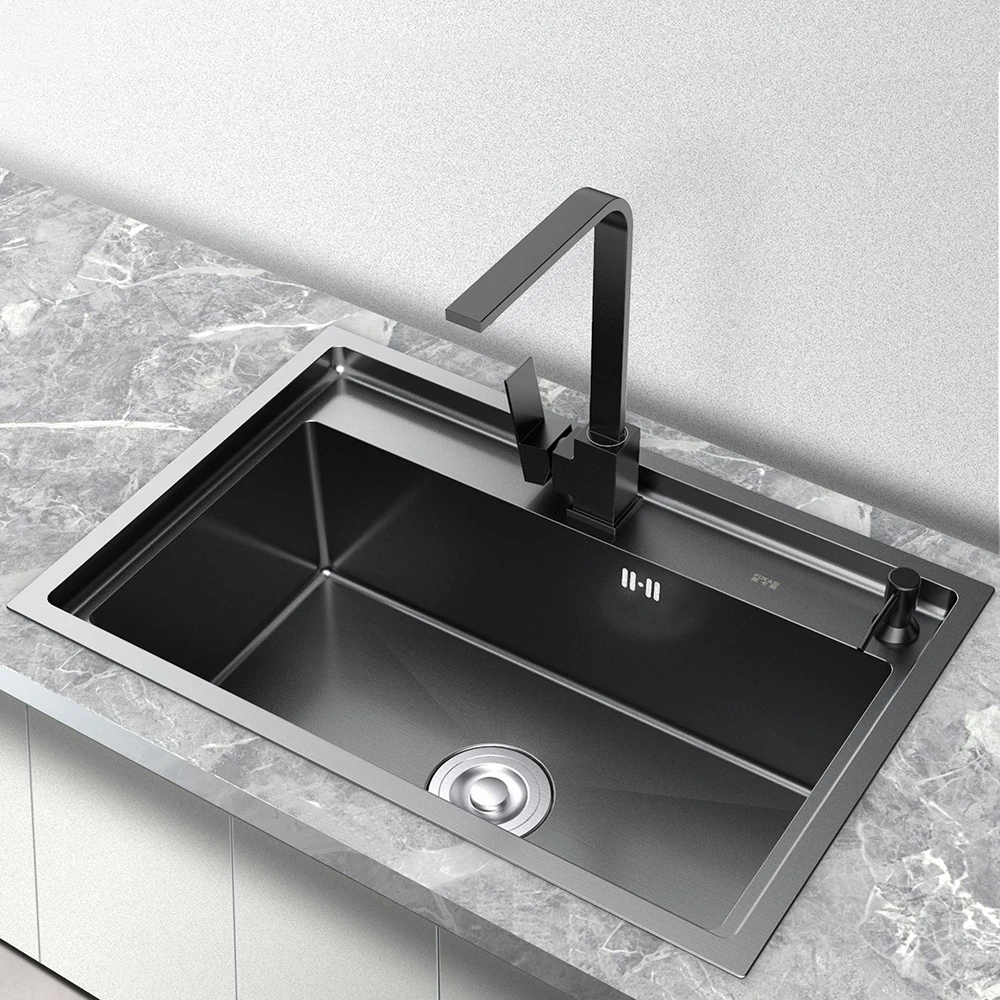 Kitchen sink blackening type X kitchen black nerving steel with vegetable wash mount | Sinks