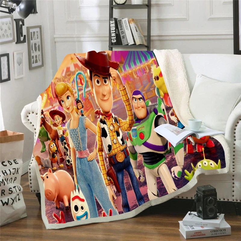 Disney Toy Story Sherif Woody Buzz Lightyear Baby Plush Blanket Throw Sofa Bed Cover Twin Bedding for Boys Children Gifts