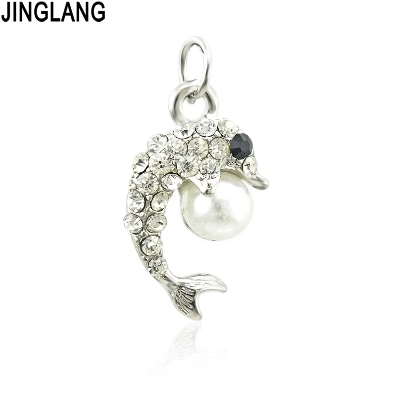 

JINGLANG Metal Retro Zinc Alloy Mini dolphin Charms Pendant For DIY Jewelry Necklace Tassel Making Accessories 30 pcs