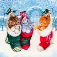 5d diy diamond painting cat full square handicraft diamond embroidery animal rhinestone kit winter christmas socks gift